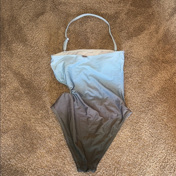 Women's 4 Small DKNY Blue Gray Ombre Swimsuit Cutout One Piece GUC - Picture 6 of 8